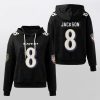 Ravens Lamar Jackson 8 Waffle Hoodie 2
