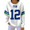 Seahawks Fan 12 Print Pit Striped Sweatshirt