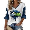 Seahawks Football Print Waffle Long Sleeve T-Shirt