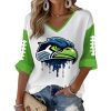 Seahawks Football Print Waffle Long Sleeve T Shirt 2