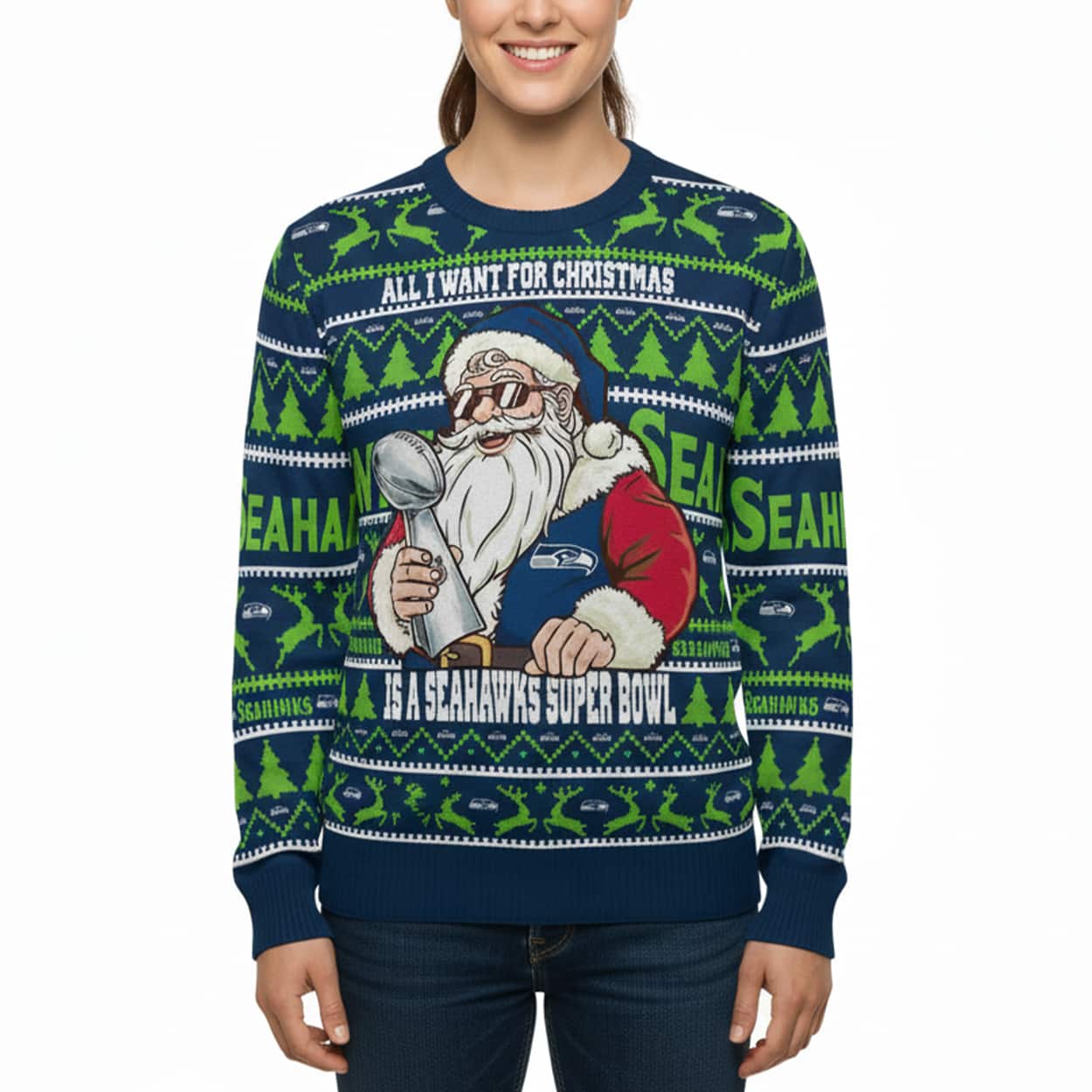 Seahawks Santa All I Want For Christmas Is SB Ugly Christmas Sweater 3 Seahawks Santa All I Want For Christmas Is SB Ugly Christmas Sweater 3