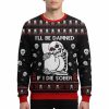 Skull I'll Be Damned If I Die Sober Ugly Christmas Sweater