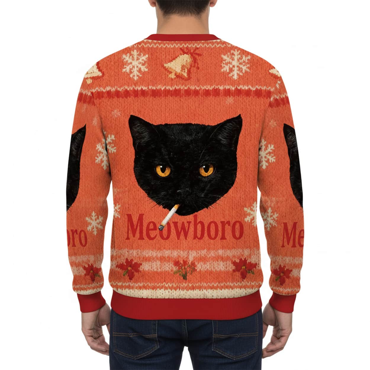 Smoking Black Cat Meowboro Ugly Christmas Sweater 2 Smoking Black Cat Meowboro Ugly Christmas Sweater 2