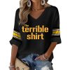 Steelers The Terrible Shirt Print Waffle V-Neck Shirt