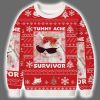 Tummy Ache Survivor Funny Cat Meme Ugly Christmas Sweater 2