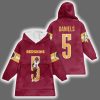 Washington Football Jayden Daniels 5 Signature Unisex Blanket Hoodie
