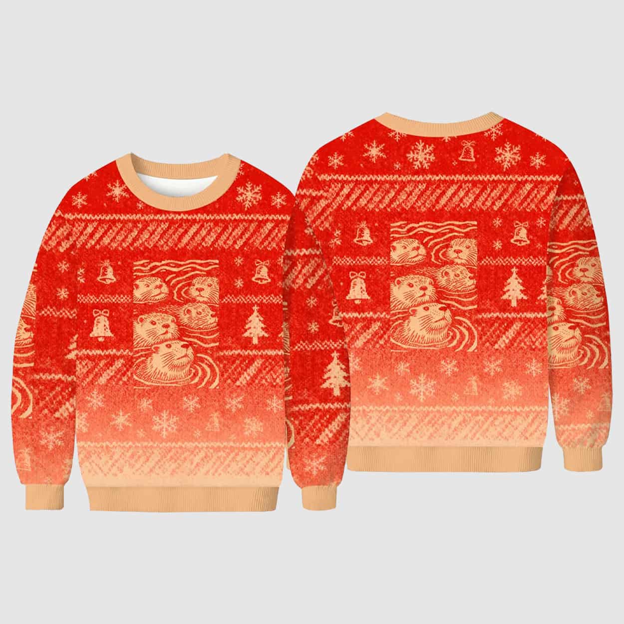 Woodcut Otter Ugly Christmas Sweater Woodcut Otter Ugly Christmas Sweater