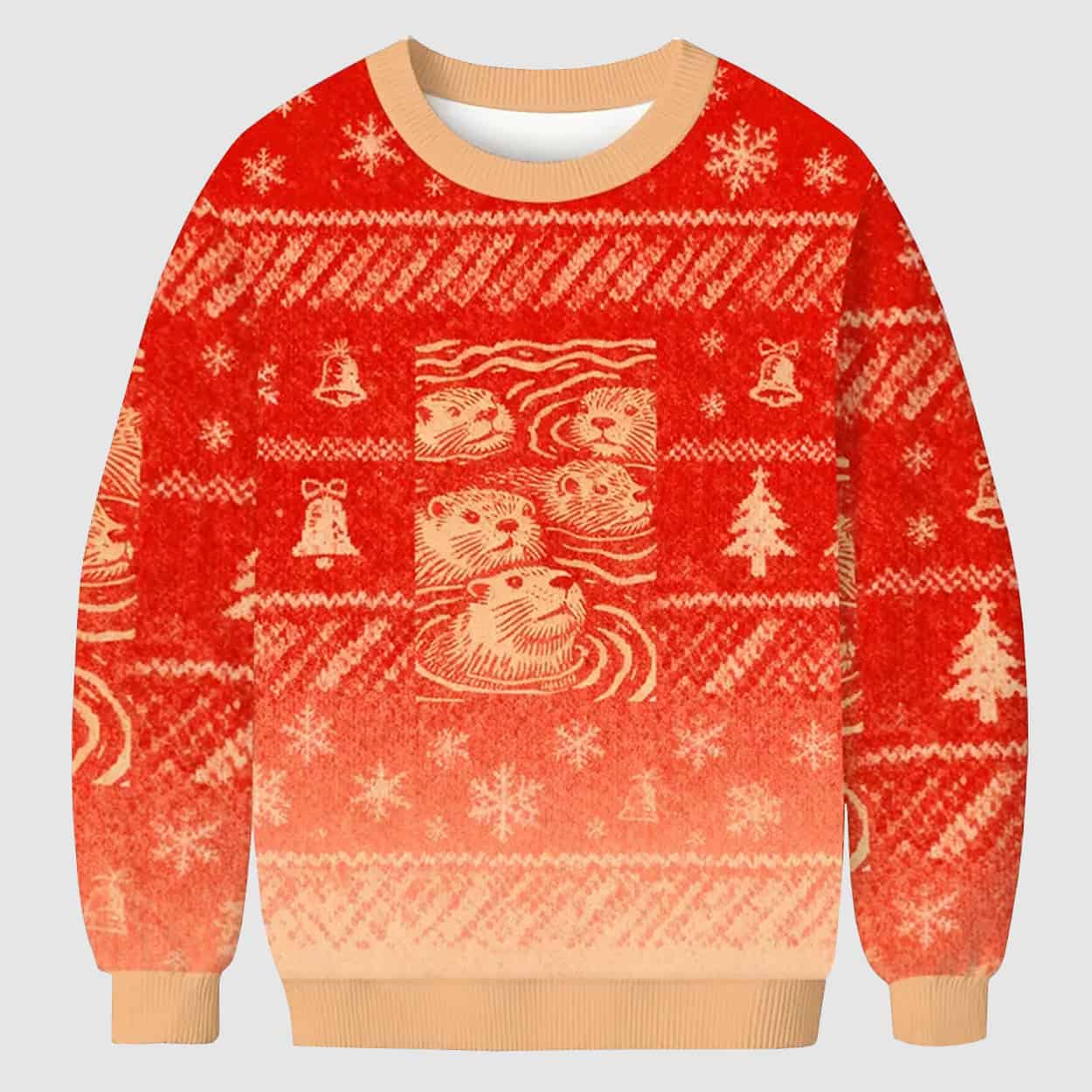 Woodcut Otter Ugly Christmas Sweater 2 Woodcut Otter Ugly Christmas Sweater 2