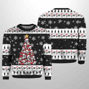 2025 Skull Pine Tree Ugly Christmas Sweater