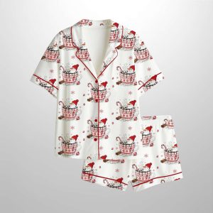 Funny Olaf Snowman Christmas Hot Cocoa Winter Holiday Satin Pajama Set