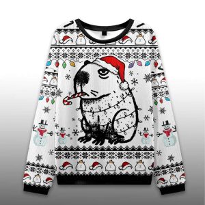 Capybara Smoking Ugly Christmas Sweater