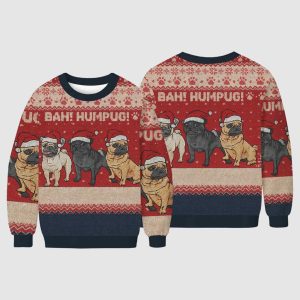 Bah Hum Pug Dog Lovers Ugly Christmas Sweater