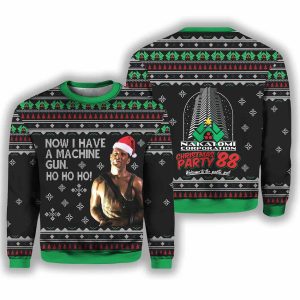 Die Hard Ho Ho Ho Machine Gun Christmas Ugly Sweater