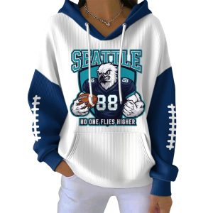 Seattle No One Flies Higher Print Pit Striped Hoodie