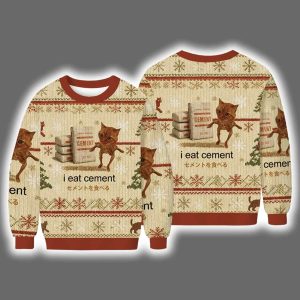 I Eat Cement Cat Meme Ugly Christmas Sweater
