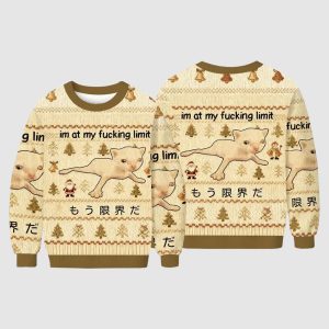 Cat Im At My Dcking Limit Ugly Christmas Sweater