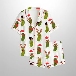 Christmas Pickles It's The Most Delightful Time Of The Year Satin Pajama Set
