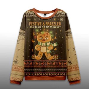 Festive Frazzled Gingerbread Ugly Christmas Sweater
