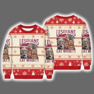 Lesbians Eat What Funny Cat Ugly Christmas Sweater