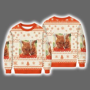 Marlboro Smoking Cat Meme Ugly Christmas Sweater