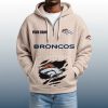 2025 Personalized Broncos Quarter Zip Waffle Hoodie 6