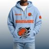 2025 Personalized Browns Quarter Zip Waffle Hoodie 3