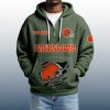 2025 Personalized Browns Quarter Zip Waffle Hoodie 4