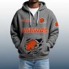 2025 Personalized Browns Quarter Zip Waffle Hoodie 5