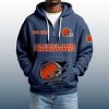 2025 Personalized Browns Quarter Zip Waffle Hoodie 6