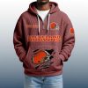2025 Personalized Browns Quarter Zip Waffle Hoodie 7