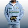 2025 Personalized Chargers Quarter Zip Waffle Hoodie