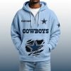 2025 Personalized Cowboys Quarter Zip Waffle Hoodie 4