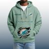 2025 Personalized Dolphins Quarter Zip Waffle Hoodie