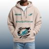 2025 Personalized Dolphins Quarter Zip Waffle Hoodie 6