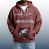 2025 Personalized Eagles Quarter Zip Waffle Hoodie 7