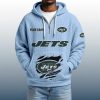 2025 Personalized Jets Quarter Zip Waffle Hoodie 3
