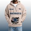 2025 Personalized Patriots Quarter Zip Waffle Hoodie 6