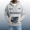 2025 Personalized Patriots Quarter Zip Waffle Hoodie 8