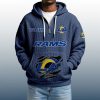 2025 Personalized Rams Quarter Zip Waffle Hoodie