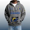 2025 Personalized Rams Quarter Zip Waffle Hoodie 5