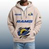 2025 Personalized Rams Quarter Zip Waffle Hoodie 6
