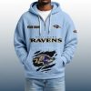 2025 Personalized Ravens Quarter Zip Waffle Hoodie 3