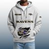 2025 Personalized Ravens Quarter Zip Waffle Hoodie 8