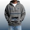 2025 Personalized Seahawks Quarter Zip Waffle Hoodie 5