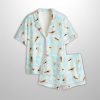 Aerial Surfers Beach Boho Coastal Art Print Satin Pajama Set