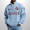 Aggies Est 1894 Waffle Stand Collar Half Zip Sweatshirt 3