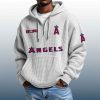 Angels Est 1961 Quarter Zip Waffle Hoodie 8