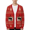 Autistic Cat Meme Ugly Christmas Cardigan 3