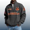 Bengals Est 1967 Stand Collar Half Zip Waffle Sweatshirt