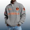 Bengals Est 1967 Stand Collar Half Zip Waffle Sweatshirt 4